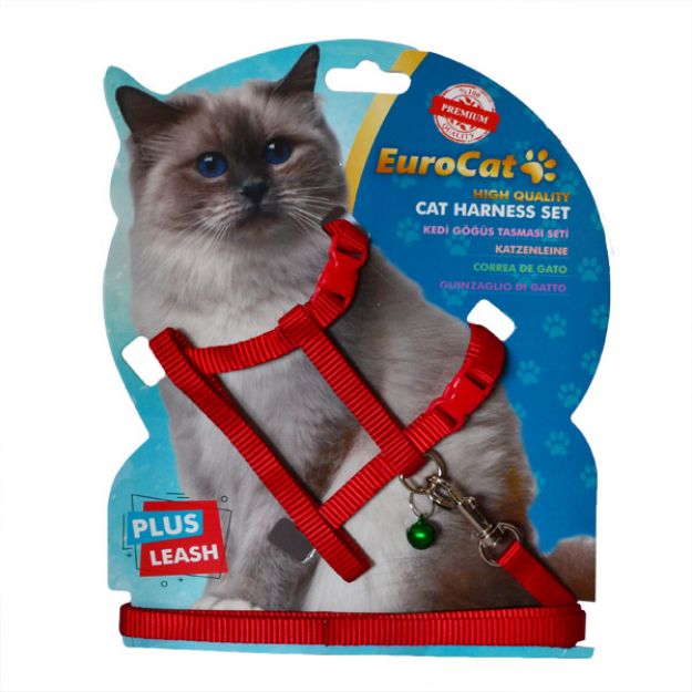 Eurocat Kedi Göğüs Tasması Düz Kırmızı resmi