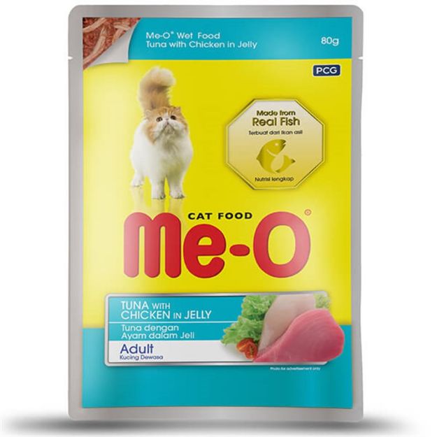 Picture of Me-O Jöle İçerisinde Tavuk ve Ton Balıklı Yetişkin Kedi Konservesi 80 Gr