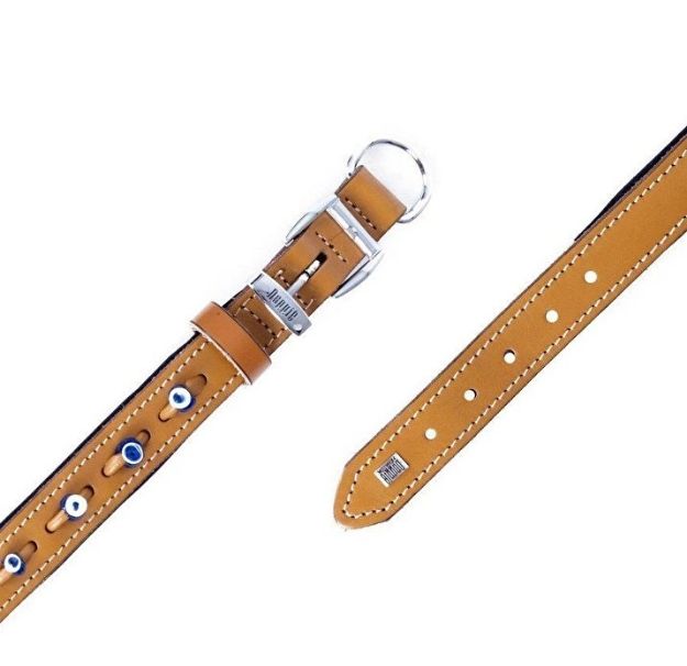 Picture of Konfor Deri Nazar Boncuklu Boyun Tasması Kamel 2x35-40cm Sbt2023mcamel