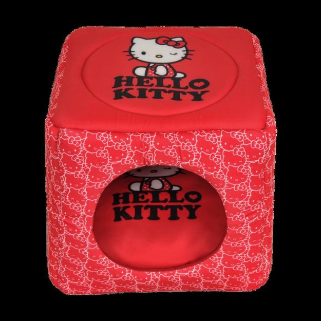 Picture of Hello Kitty 3 Fonksiyonlu Küp Kedi Evi ve Yatağı Kırmızı
