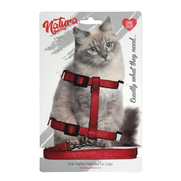 Natura Yetişkin Kedi Bel Tasması - Kırmızı resmi