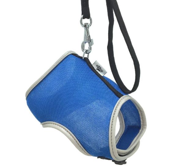 Picture of Doggie Havalı Kumaş Kedi Göğüs ve Gezdirme Tasma Takımı 25-30 Cm Mavi