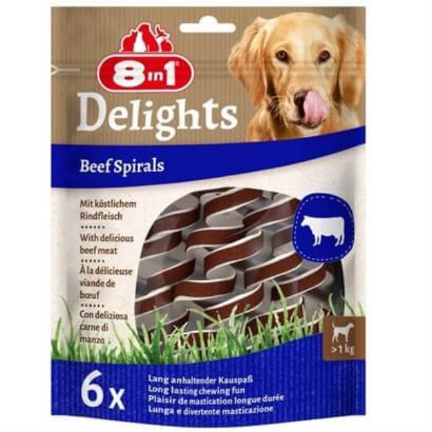 Picture of 8in1 Delights Beef Spirals Sığır Etli Spiral Köpek Ödülü 6Lı