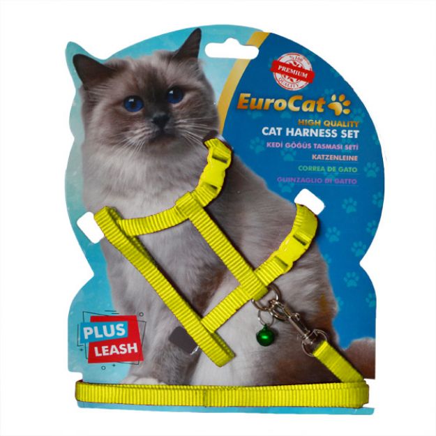 Eurocat Kedi Göğüs Tasması Düz Sarı resmi