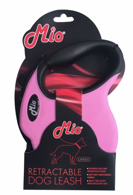 Mio Otomatik Köpek Gezdirme Tasması 5 Metre / 50 Kg L Pembe resmi